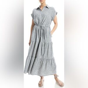 Max Studio Red and White Striped Maxi Dress